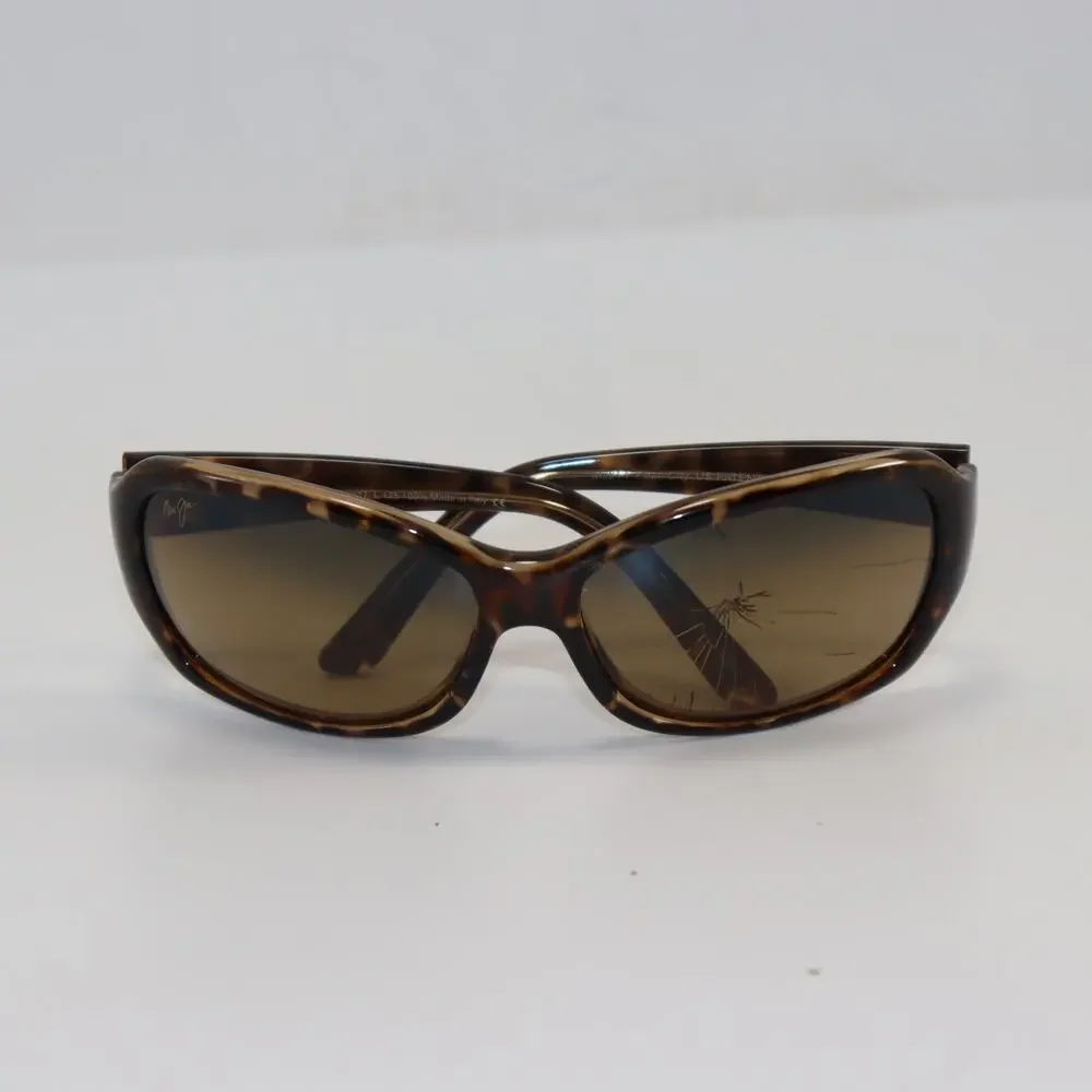 Maui Jim Tortoiseshell Wrap Sunglasses Brown Lenses Damaged for Parts or Repair